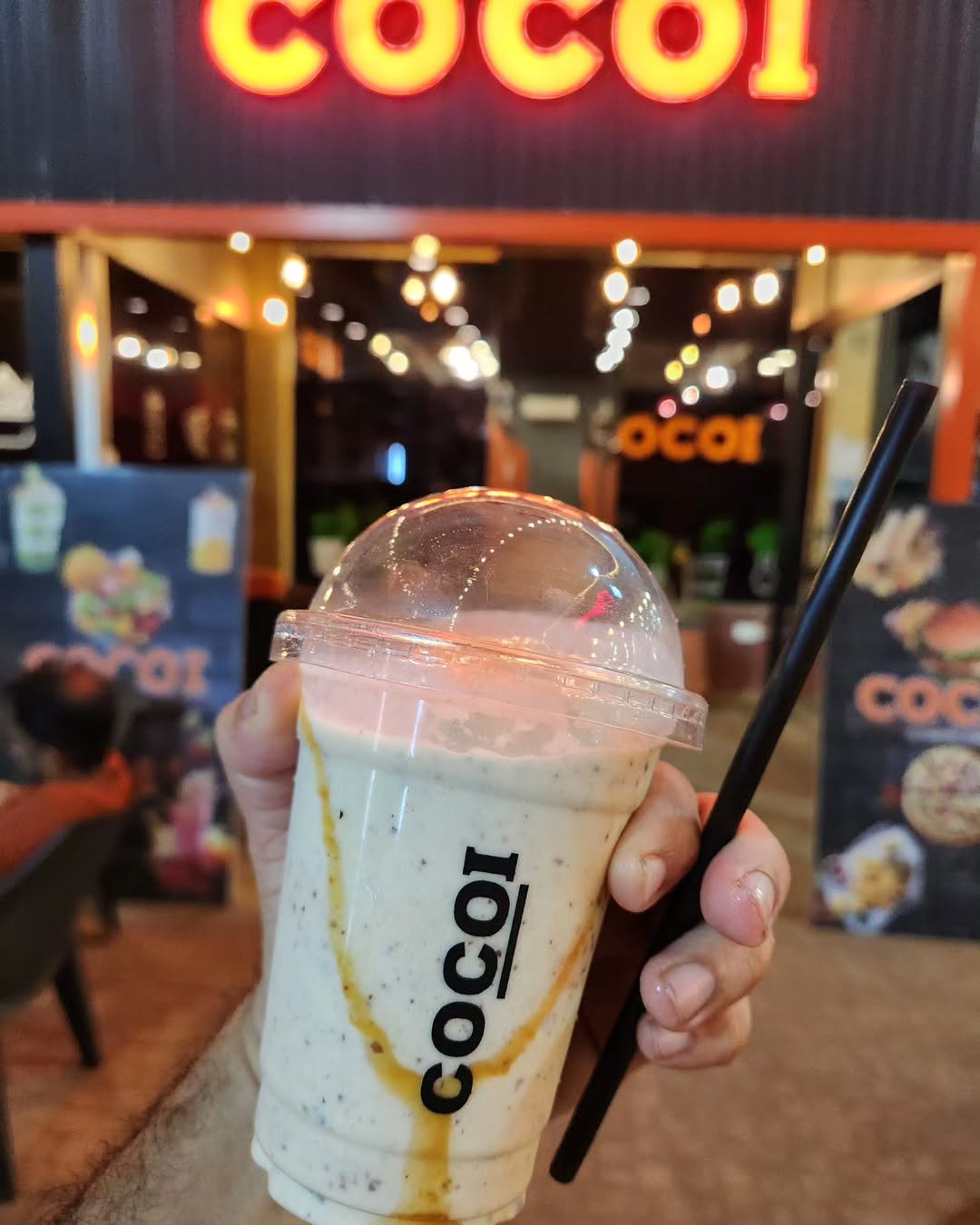 Signature cashew dates shake, a rich local favorite at Cocoi Cafe